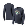 Women's Heathered Navy Notre Dame Fighting Irish Seal Victory Falls Oversized Tri-Blend Long Sleeve T-shirt