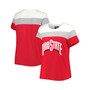 Women's Scarlet Ohio State Buckeyes Plus Size Split Body T-shirt