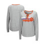 Women's Heathered Gray Clemson Tigers Sundial Tri-Blend Long Sleeve Lace-Up T-shirt