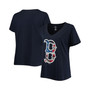 Women's Navy Boston Red Sox Plus Size Banner V-Neck T-shirt