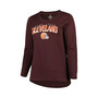 Women's Branded Brown Cleveland Browns Plus Size Measure Distance Scoop Neck Long Sleeve T-shirt