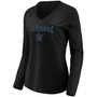 Women's Black Miami Marlins Core Team Lockup Long Sleeve V-Neck T-shirt