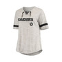 Women's Heathered Gray Las Vegas Raiders Plus Size Lace-Up V-Neck T-shirt