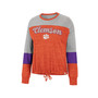 Women's Orange Clemson Tigers Joanna Tie Front Long Sleeve T-shirt