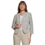 Women's Plaid Collarless Open-Front 3/4-Sleeve Blazer