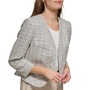 Women's Plaid Collarless Open-Front 3/4-Sleeve Blazer