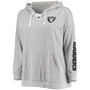 Women's Plus Size Heathered Gray Las Vegas Raiders Lace-Up Pullover Hoodie