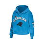Women's Blue Carolina Panthers Modest Cropped Pullover Hoodie