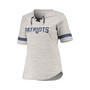 Women's Heathered Gray New England Patriots Plus Size Lace-Up V-Neck T-shirt