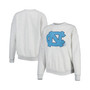 Women's Heather Gray North Carolina Tar Heels Chenille Patch Fleece Pullover Sweatshirt