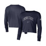 Women's Navy Penn State Nittany Lions 2-Hit Cropped Long Sleeve Logo T-shirt