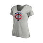 Women's Branded Heathered Gray Minnesota Twins Core Official Logo V-Neck T-shirt
