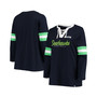 Women's College Navy Seattle Seahawks Plus Size Script Lace-Up Long Sleeve T-shirt