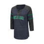 Women's Navy, Heathered Charcoal Notre Dame Fighting Irish Scienta Pasadena Raglan 3/4 Sleeve Lace-Up T-shirt