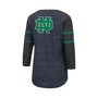 Women's Navy, Heathered Charcoal Notre Dame Fighting Irish Scienta Pasadena Raglan 3/4 Sleeve Lace-Up T-shirt