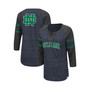 Women's Navy, Heathered Charcoal Notre Dame Fighting Irish Scienta Pasadena Raglan 3/4 Sleeve Lace-Up T-shirt