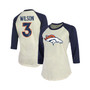 Women's Threads Russell Wilson Cream, Navy Denver Broncos Name & Number Raglan 3/4 Sleeve T-shirt