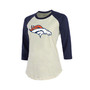 Women's Threads Russell Wilson Cream, Navy Denver Broncos Name & Number Raglan 3/4 Sleeve T-shirt