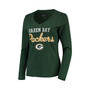 Women's Green Green Bay Packers Post Season Long Sleeve V-Neck T-shirt