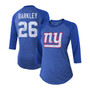 Women's Saquon Barkley Royal New York Giants Player Name Number Tri-Blend 3/4 Sleeve Raglan T-shirt