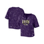 Women's Purple Baltimore Ravens Bleach Wash Splatter Notch Neck T-shirt