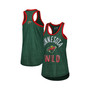Women's Green Minnesota Wild First Base Racerback Scoop Neck Tank Top