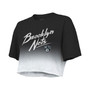 Women's Threads Black, White Brooklyn Nets Dirty Dribble Tri-Blend Cropped T-shirt