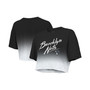 Women's Threads Black, White Brooklyn Nets Dirty Dribble Tri-Blend Cropped T-shirt