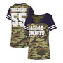 Women's Leighton Vander Esch Camo, Navy Simone Name and Number V-Neck Tri-Blend T-shirt