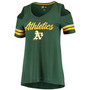 Women's Green Oakland Athletics Extra Inning Cold Shoulder V-Neck T-shirt