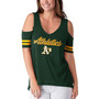 Women's Green Oakland Athletics Extra Inning Cold Shoulder V-Neck T-shirt
