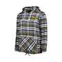 Women's Black, Gold Iowa Hawkeyes Plus Size Mainstay Plaid Henley Raglan Pullover Hoodie