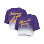 Women's Threads Justin Jefferson Purple, White Minnesota Vikings Drip-Dye Player Name and Number Tri-Blend Crop T-shirt