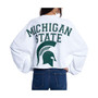 Women's White Michigan State Spartans Raw Hem Cropped Long Sleeve T-shirt