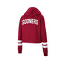Women's Crimson Oklahoma Sooners Throwback Stripe Cropped Pullover Hoodie