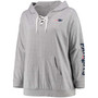 Women's Plus Size Heathered Gray New England Patriots Lace-Up Pullover Hoodie