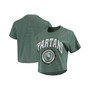 Women's Green Michigan State Spartans Edith Vintage-Like Burnout Crop T-shirt