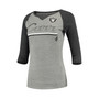 Women's Juniors Derek Carr Heathered Gray and Black Las Vegas Raiders Over the Line Player Name and Number Tri-Blend 3/4-Sleeve V-Notch T-shirt