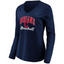 Women's Navy Cleveland Indians Victory Script V-Neck Long Sleeve T-shirt