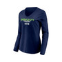 Women's College Navy Seattle Seahawks Highly Valued Long Sleeve V-Neck T-shirt