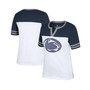 Women's White, Heather Navy Penn State Nittany Lions Frost Yourself Notch Neck T-shirt
