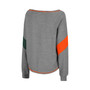 Women's Heather Gray Miami Hurricanes Amped Chevron Stripe Raglan Boat Neck Pullover Sweatshirt