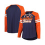 Women's Branded Navy, Orange Chicago Bears Plus Size True to Form Lace-Up V-Neck Raglan Long Sleeve T-shirt