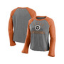 Women's Heathered Gray and Heathered Texas Orange Texas Longhorns Competitive Edge Cropped Raglan Long Sleeve T-shirt