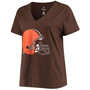 Women's Plus Size Baker Mayfield Brown Cleveland Browns Name Number V-Neck T-shirt