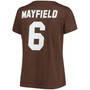 Women's Plus Size Baker Mayfield Brown Cleveland Browns Name Number V-Neck T-shirt