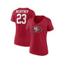 Women's Branded Christian McCaffrey Scarlet San Francisco 49ers Player Icon Name and Number V-Neck T-shirt
