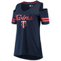 Women's Navy Minnesota Twins Extra Inning Cold Shoulder T-shirt