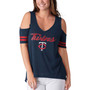 Women's Navy Minnesota Twins Extra Inning Cold Shoulder T-shirt