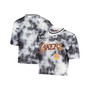 Women's Black and White Los Angeles Lakers Hardwood Classics Tie-Dye Cropped T-shirt